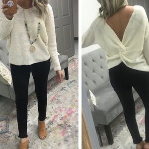 Cream Sweater with Twist Back